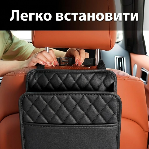 Универсальная Сумка-органайзер в машину на спинку сиденья, подвесная сумка для хранения вещей в авто - Фото 2 Универсальная Сумка-органайзер в машину на спинку сиденья, подвесная сумка для хранения вещей в авто - изображение 2