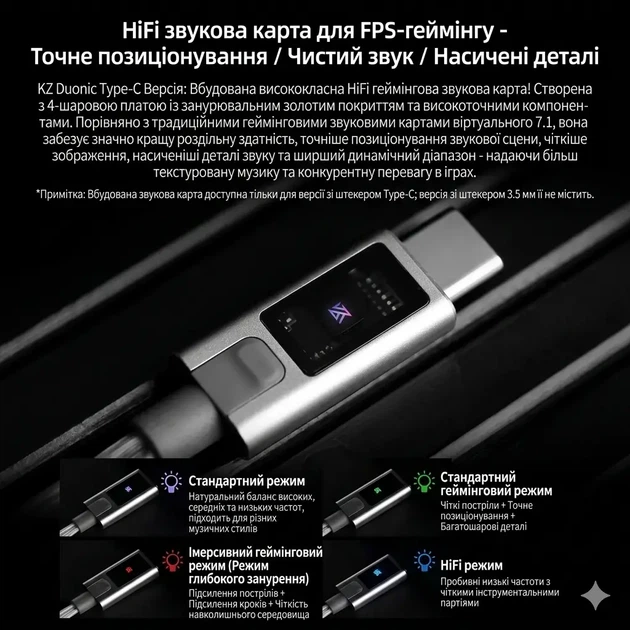 Навушники KZ Duonic Bass DSP (з мікрофоном, тюнінг версія) – In-Ear Monitor з потрійними планарними драйверами і перемикачами - зображення 4