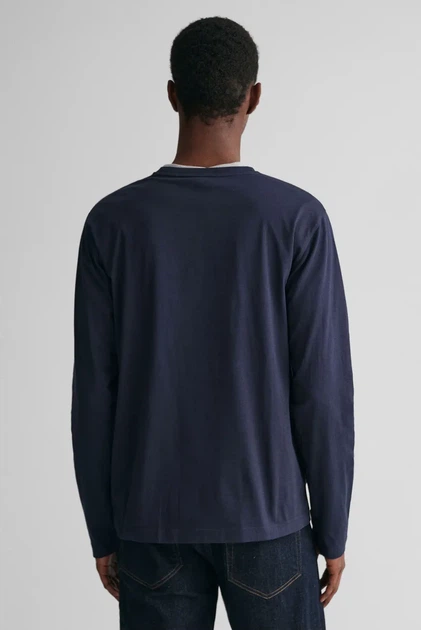 Чоловічий темно-синій лонгслів REG SHIELD LS T-SHIRT Gant L 2004049 - зображення 3