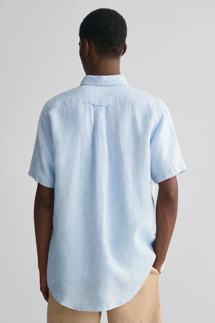 Чоловіча блакитна лляна сорочка REG LINEN SS Gant S 3240103 - изображение 2