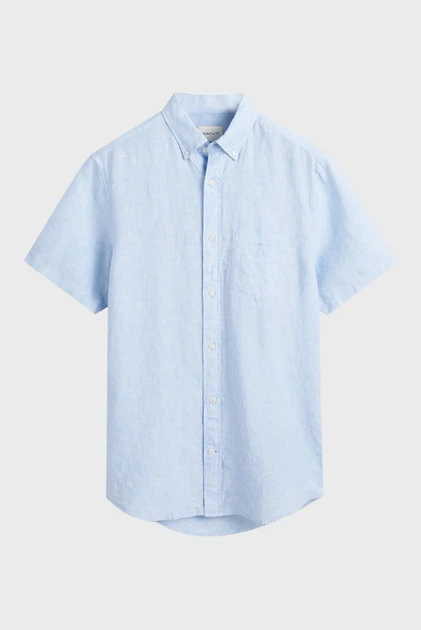 Чоловіча блакитна лляна сорочка REG LINEN SS Gant S 3240103 - изображение 6