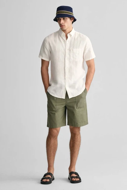 Чоловіча біла лляна сорочка REG LINEN SS Gant S 3240103 - изображение 3