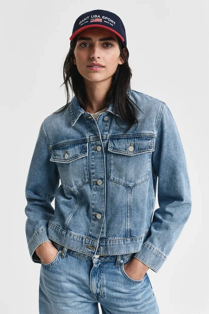 Жіноча синя джинсова куртка DENIM JACKET Gant XS 4700367 - Фото 1 Жіноча синя джинсова куртка DENIM JACKET Gant XS 4700367 - изображение 1