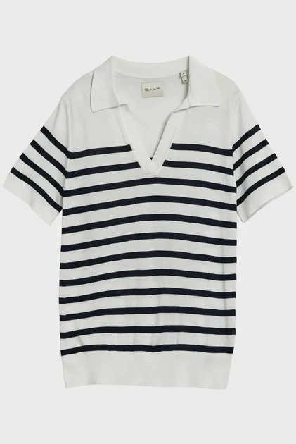 Жіноче біле поло у смужку FINE KNIT STRIPED Gant XS 4800404 - Фото 6 Жіноче біле поло у смужку FINE KNIT STRIPED Gant XS 4800404 - изображение 6