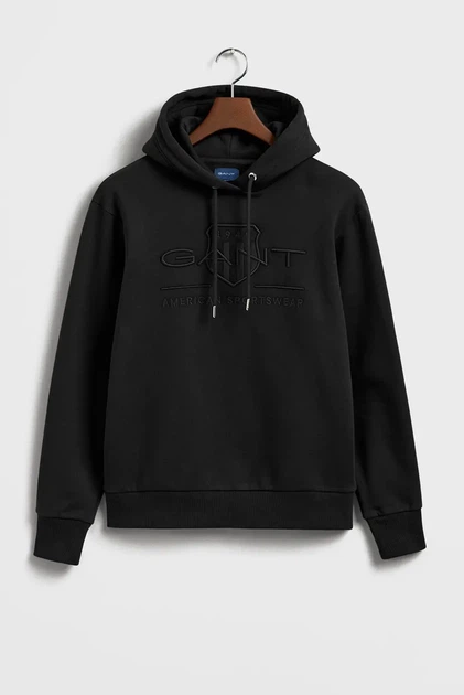 Чоловіче чорне худі TONAL ARCHIVE SHIELD Gant S 2037020 - изображение 5