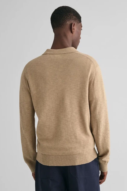 Чоловіче бежеве лляне поло COTTON LINEN OPEN Gant XXL 8050193 - изображение 3