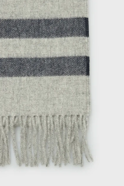 Сірий чоловічий шарф MERINO WOOL STRIPED WOVEN SCARF Gant OS 9920228 - зображення 3
