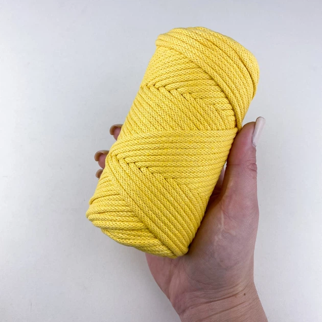 Шнур плетений YarnArt macrame cord жовтий 3 мм для макраме (№764) - изображение 5