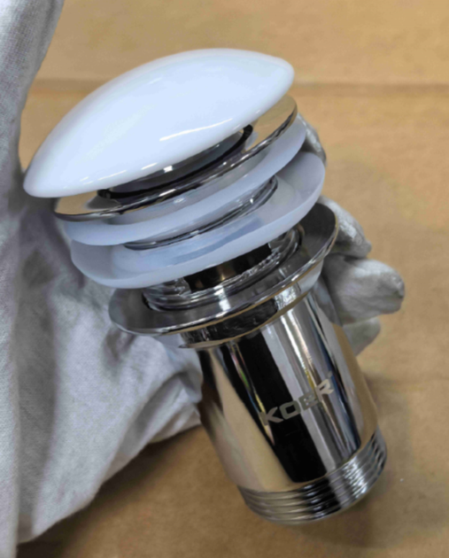 Донный клапан для раковины Koer PW-07-11 1 1/4'' с переливом автоматический СLICK-СLACK (Белая крышка) (KR5784) - Фото 11 Донный клапан для раковины Koer PW-07-11 1 1/4'' с переливом автоматический СLICK-СLACK (Белая крышка) (KR5784) - изображение 11