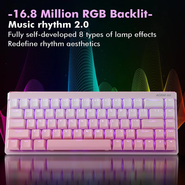 Ігрова магнітна клавіатура MCHOSE ACE 68 Air / Дротове підключення / Kailh Magnetic God Switch / Pink - зображення 5