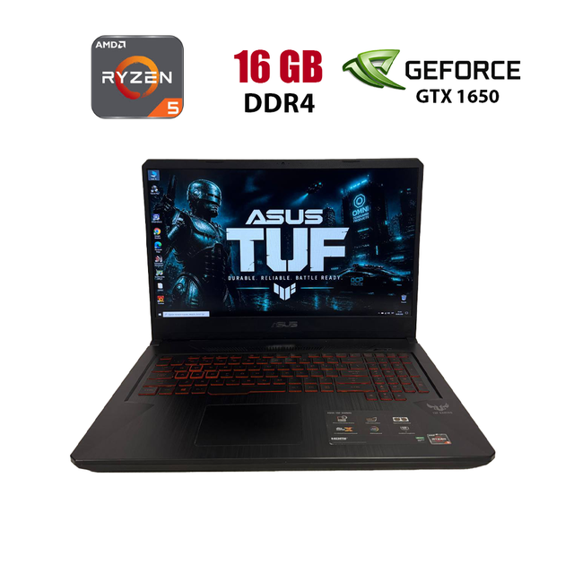 Ігровий ноутбук Б-клас Asus TUF Gaming FX705DT / 17.3" (1920x1080) IPS / AMD Ryzen 5 3550H (4 (8) ядра по 2.1 - 3.7 GHz) / 16 GB DDR4 / 512 GB SSD / nVidia GeForce GTX 1650, 4 GB GDDR6, 128-bit / WebCam б/в - Фото 1 Ігровий ноутбук Б-клас Asus TUF Gaming FX705DT / 17.3" (1920x1080) IPS / AMD Ryzen 5 3550H (4 (8) ядра по 2.1 - 3.7 GHz) / 16 GB DDR4 / 512 GB SSD / nVidia GeForce GTX 1650, 4 GB GDDR6, 128-bit / WebCam б/в - зображення 1
