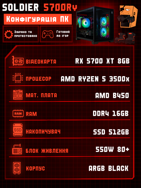 Игровой ПК Tera Soldier-5700Ry (RX 5700 XT 8GB/Ryzen 5 3500x/16GB DDR4/SSD 512GB) - изображение 2