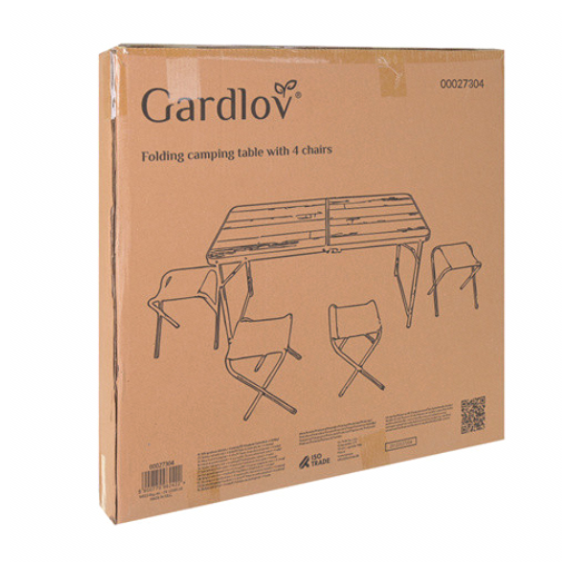 Раскладной садовый стол 120x60 см с 4 стульями черный GARDLOV для отдыха на свежем воздухе - изображение 2