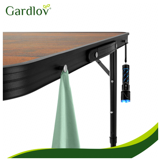 Раскладной садовый стол 120x60 см с 4 стульями черный GARDLOV для отдыха на свежем воздухе - изображение 7