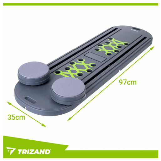 Многофункциональная доска для пилатеса Trizand 97x35 см с ручками и эспандерами для домашних тренировок - зображення 2