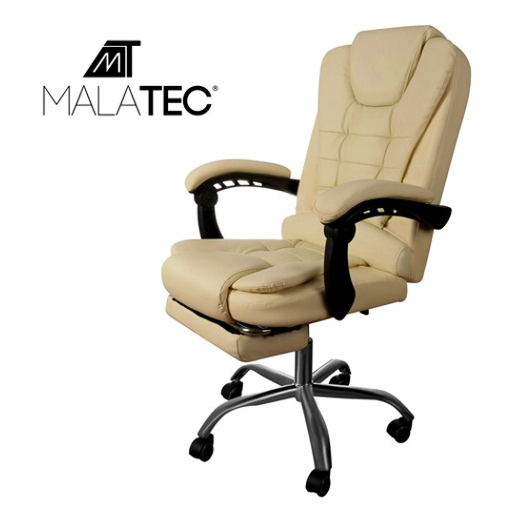 Офисное кресло с подставкой для ног регулируемое бежевое экокожа MALATEC 23287 - изображение 3