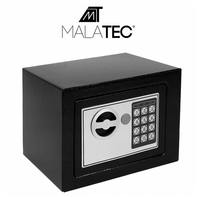 Электронный сейф Malatec с кодом и ключом черный сталь для дома офиса гостиницы 23х17,5х17 см - изображение 7
