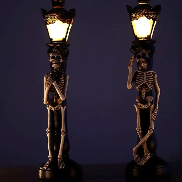 Декор Фонарь со скелетом, LED-подсветка, 33х8см, 2шт - Фото 2 Декор Фонарь со скелетом, LED-подсветка, 33х8см, 2шт - зображення 2