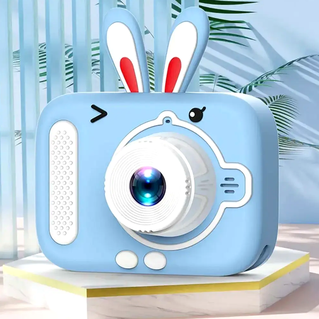 Детский цифровой фотоаппарат 20МП 4-кратный зум автофокусировка X900 Rabbit Голубой - Фото 7 Детский цифровой фотоаппарат 20МП 4-кратный зум автофокусировка X900 Rabbit Голубой - изображение 7
