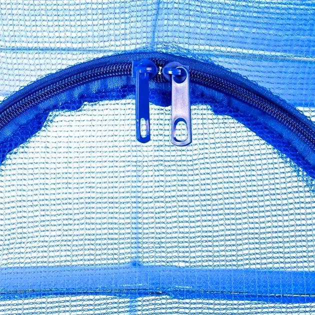 Складная сетка-сушилка для рыбы и овощей 3 яруса 65x50 см из полиэстера синяя - изображение 5