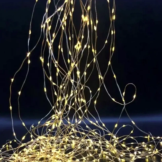 Светодиодная гирлянда Конский хвост 200 LED 2 метра USB тёплый свет 20 нитей для декора интерьера - Фото 2 Светодиодная гирлянда Конский хвост 200 LED 2 метра USB тёплый свет 20 нитей для декора интерьера - изображение 2