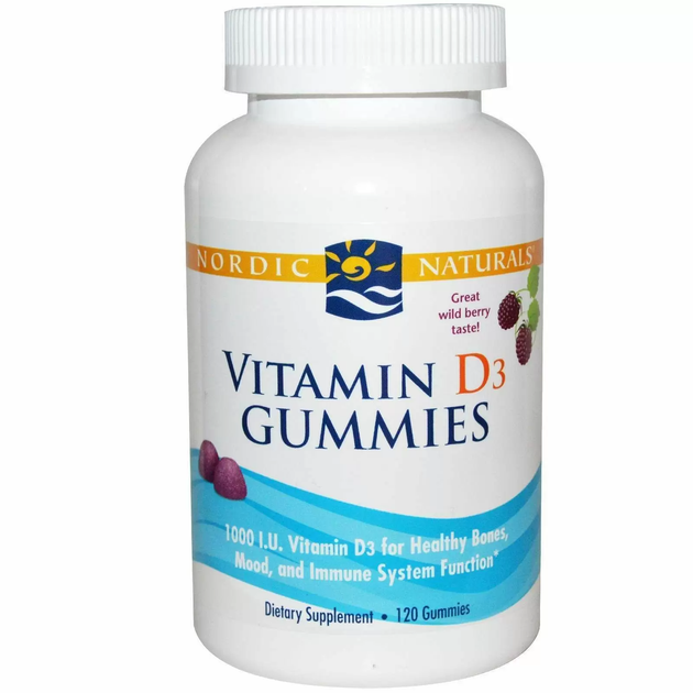 Вітамін D3 Nordic Naturals (Vitamin D3 Gummies) 1000 МО 120 жувальних пігулок зі смаком лісових ягід NOR31141 - Фото 1 Вітамін D3 Nordic Naturals (Vitamin D3 Gummies) 1000 МО 120 жувальних пігулок зі смаком лісових ягід NOR31141 - зображення 1