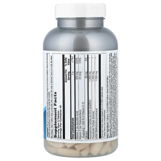 Глюкозамін, Хондроїтин, МСМ + D3 KAL "Glucosamine Chondroitin MSM D-3" хондропротектор (120 таблеток) - зображення 2
