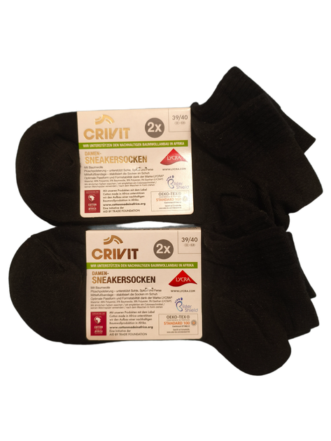 Cпортивные носки Sneakersocken CRIVIT 39-40р черные 2 пары - изображение 3