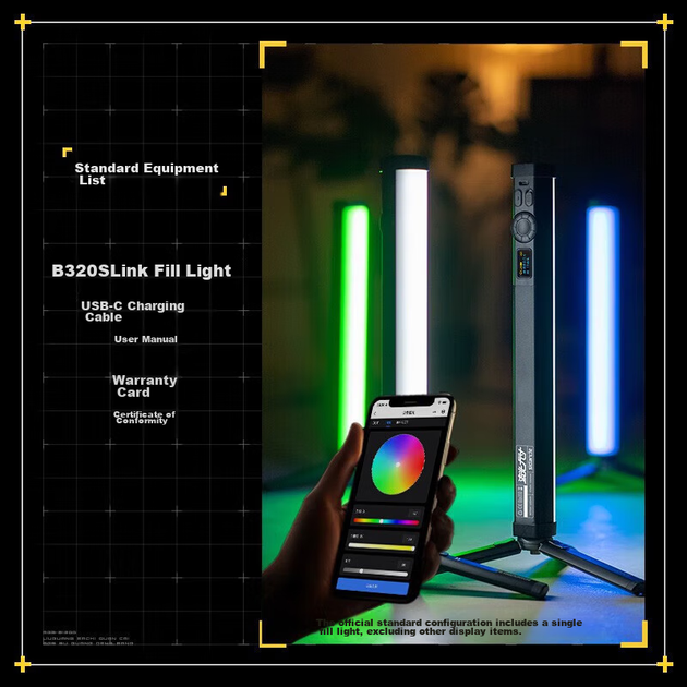 Sidande B320S Fill Light Stick, ручной заполняющий свет для фотосъемки, полноцветный RGB-светильник для создания атмосферы, портативный заполняющий световой стержень для фотосъемки, улучшения изображения, управления освещением в ночных сценах. - изображение 5