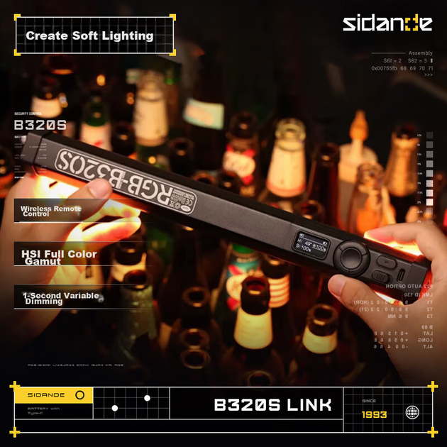 Sidande B320S Fill Light Stick, ручной заполняющий свет для фотосъемки, полноцветный RGB-светильник для создания атмосферы, портативный заполняющий световой стержень для фотосъемки, улучшения изображения, управления освещением в ночных сценах. - изображение 6