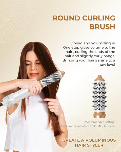 Мультистайлер 6 в 1 UKLISS Air Styler: Фен-щітка з ефектом Coanda, іонізація, кераміка, стайлер для локонів та об'єму, Білий - зображення 5