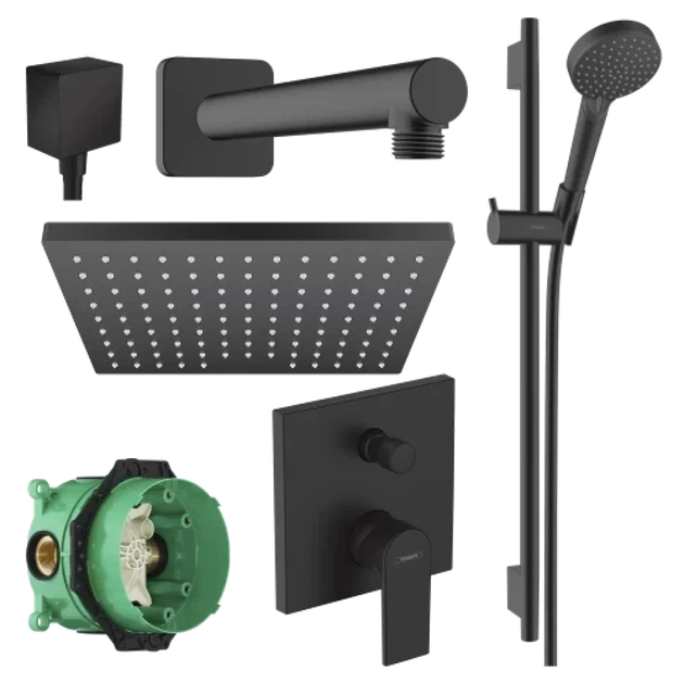 Набір прихованого монтажу для душу Hansgrohe EcoSmart 230 Vernis Shape 6 в 1, Matt Black 20230004 - Фото 1 Набір прихованого монтажу для душу Hansgrohe EcoSmart 230 Vernis Shape 6 в 1, Matt Black 20230004 - зображення 1