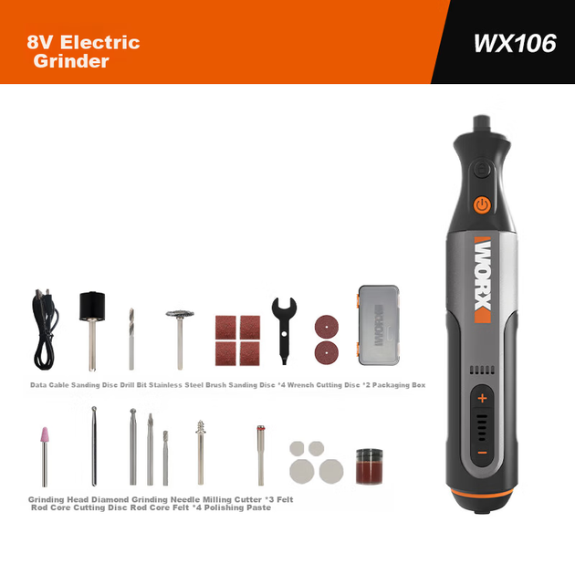 Электроинструмент WORX 8V WX106 Mini с литиевой батареей, предназначенный для резки, шлифовки, полировки, гравировки и сверления. - Фото 10 Электроинструмент WORX 8V WX106 Mini с литиевой батареей, предназначенный для резки, шлифовки, полировки, гравировки и сверления. - изображение 10
