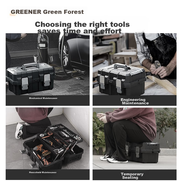 Многофункциональный ящик для инструментов GREENER, автомобильный и бытовой, ручной, промышленного класса, очень большой, трехслойный складной ящик для инструментов. - изображение 7