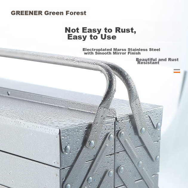 GREENER — ящик для инструментов из нержавеющей стали, трехслойный складной, бытовой, с утолщенными боковыми стенками, промышленный металлический ящик для хранения, многофункциональный. - изображение 5