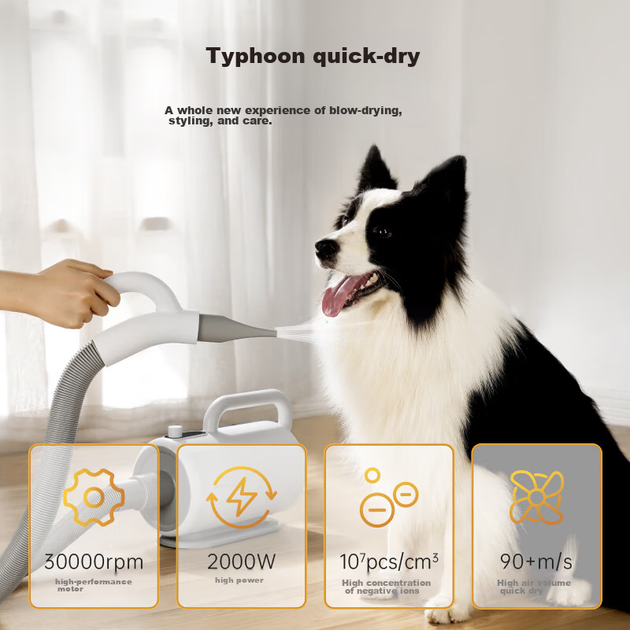 REDMINUT Pet Smart Blower, Фен для великих собак, Фен для шерсті золотистого ретривера, 2000 Вт PRO Versio - зображення 5