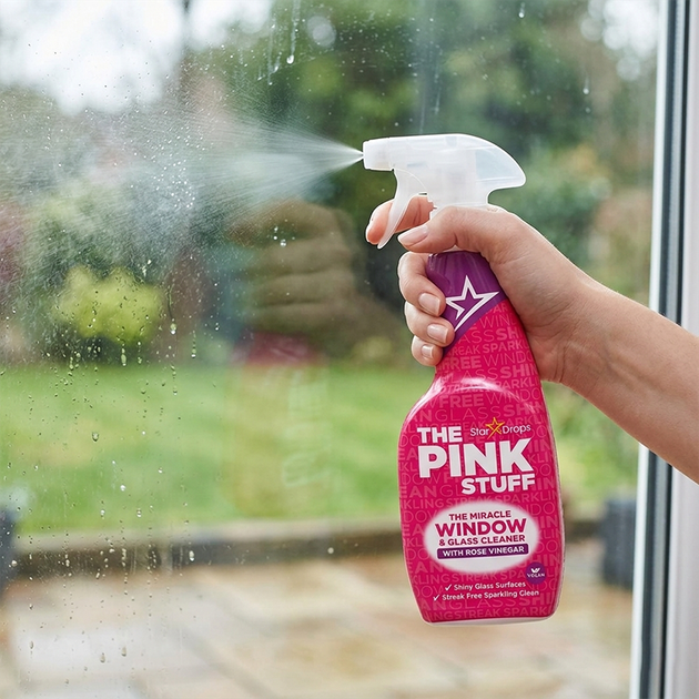 Засіб для миття вікон Pink Stuff Window & Glass Cleaner Rose Vinegar 750 мл - изображение 3