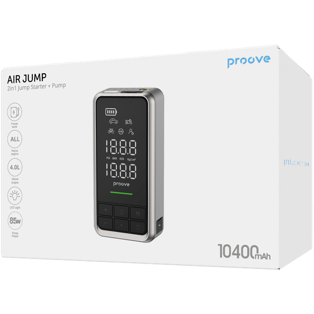 Автомобильный компрессор + пусковое устройство бустер Proove Air Jump 10400mAh 1000A (JSAP10400203) - изображение 4