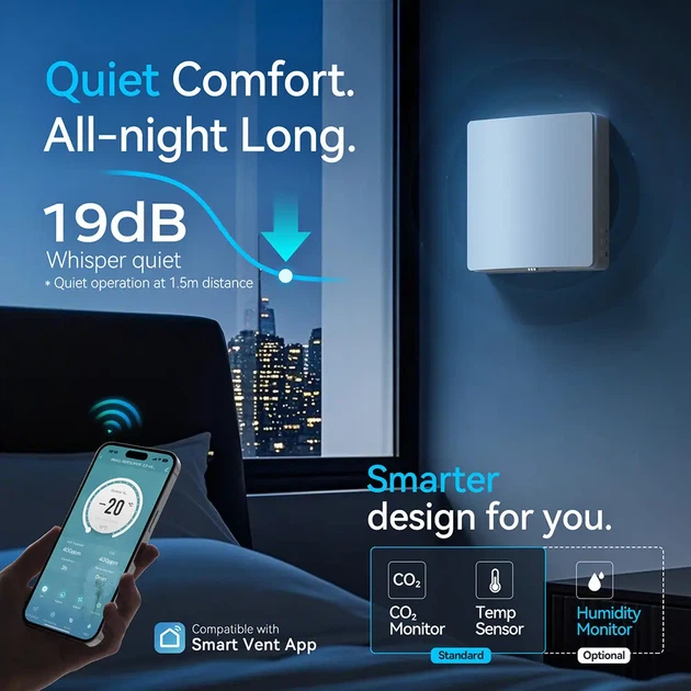 Побутовий рекуператор повітря ECO Pair 1.2 WiFi з датчиками вологості - зображення 3