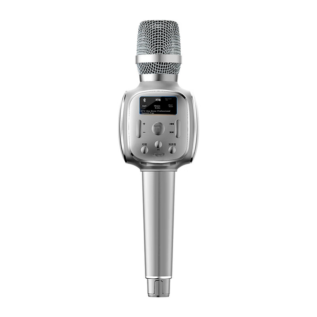Микрофон-колонка Soaiy MC29pro караоке со звуковой картой и Bluetooth, серебристый - изображение 13