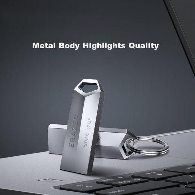 Флеш-накопитель Lenovo Ecosystem Brand Yinengzhe 64GB USB2.0 F101, серебристый, для телефонов и компьютеров, металлический, для аукционов, офиса, бизнеса, мини-версия, автомобильный USB-накопитель - изображение 4