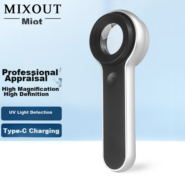Портативна лупа MIXOUT з високим збільшенням та світлодіодним підсвічуванням для диму, алкоголю, ювелірних виробів, антикваріату, ультрафіолетового світла, прямої зарядки через USB - зображення 4