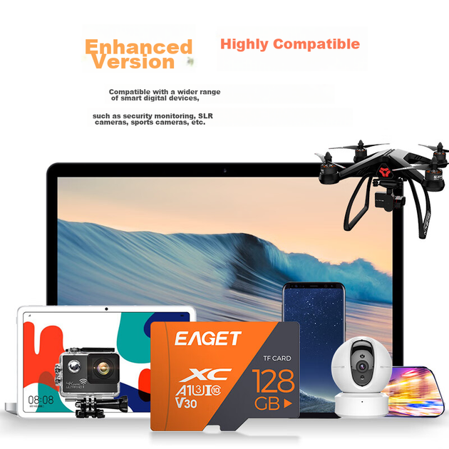 Карта пам'яті EAGET Enhanced Version microSDXC 128GB UHS-I U3 V30 A1 - зображення 4