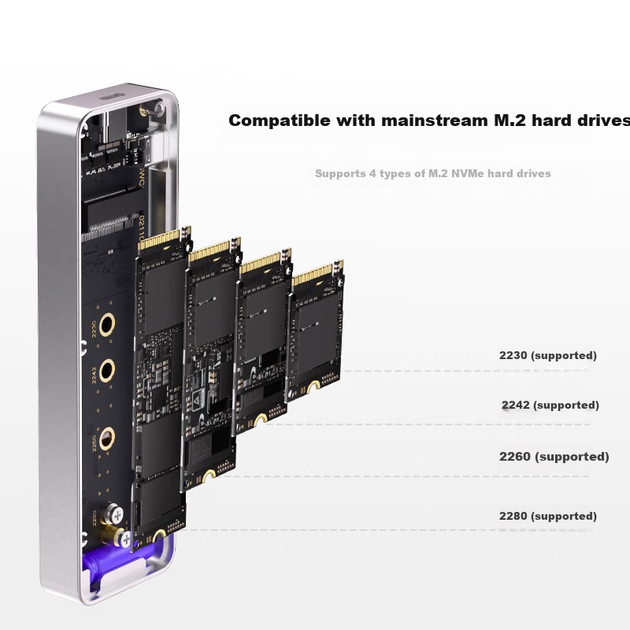 Інтелектуальний візуалізований корпус для SSD-накопичувача DOCKCASE M2, портативний корпус для жорсткого диска з інтерфейсом Type-C 3.2 M.2 NVMe, сумісний з iPhone 17 Pro - зображення 11