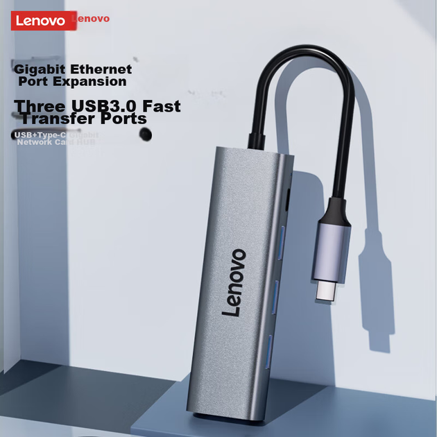 Док-станция расширения Lenovo Type-C, преобразователь портов Gigabit Ethernet, проводной сетевой адаптер USB-C в RJ45, преобразователь для ноутбука, концентратор USB 3.0, устройство расширения. - изображение 3