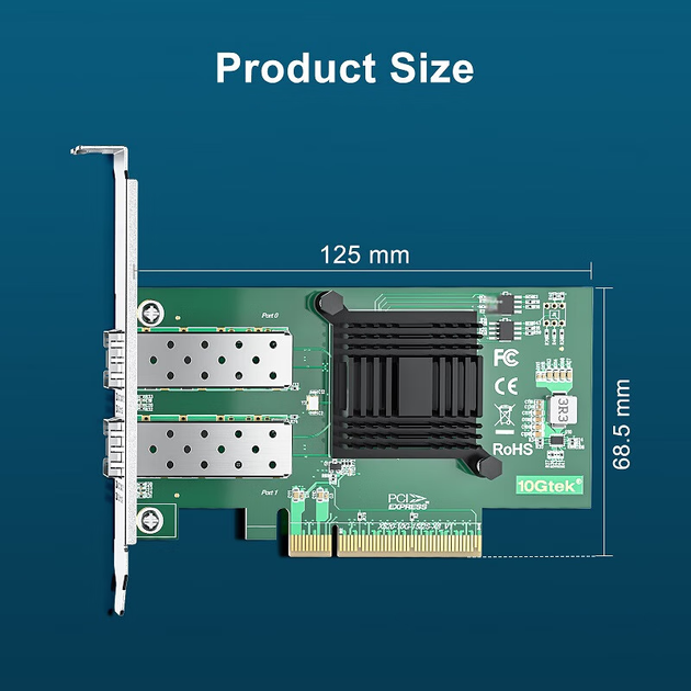 Чіп Wanzhaotongguangdian Intel 82599ES, 10G гігабітна волоконно-оптична мережева карта, X520-DA2 PCI-E X8 SFP+, два оптичні порти, мережева карта сервера центру обробки даних - зображення 7