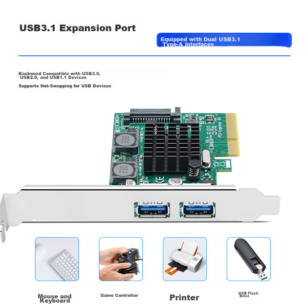 Плата расширения EB-LINK PCIE X4 USB 3.1, 2 порта - изображение 5