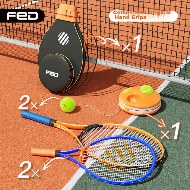 Тренажер для отскока мяча FEIERDUN FED Tennis Rebound Trainer, теннисная ракетка для начинающих, со струнами, подходит для взрослых и детей, комплект для родителей и детей. - изображение 12