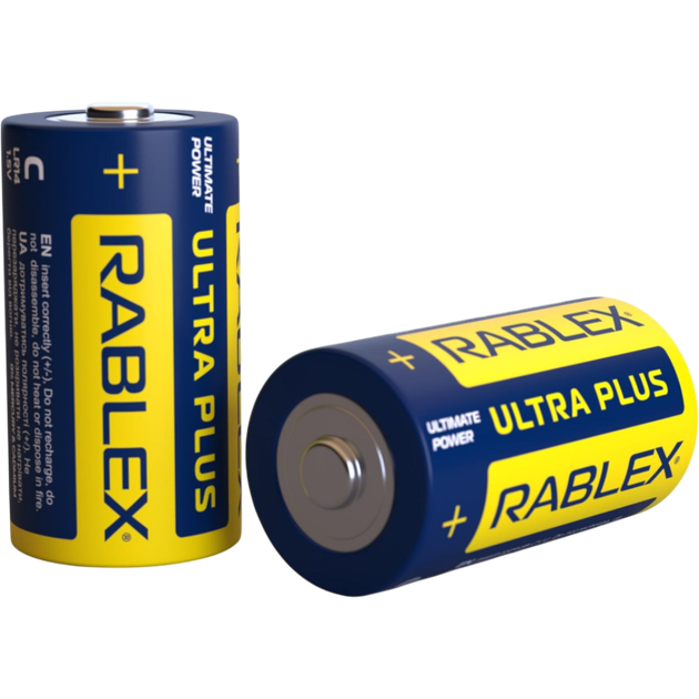 Батарейки R14 LR14 Rablex Ultra Plus Alkaline 2шт/уп - Фото 1 Батарейки R14 LR14 Rablex Ultra Plus Alkaline 2шт/уп - зображення 1