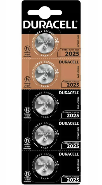 Батарейка Duracell CR2025 3V 5 шт - Фото 1 Батарейка Duracell CR2025 3V 5 шт - изображение 1